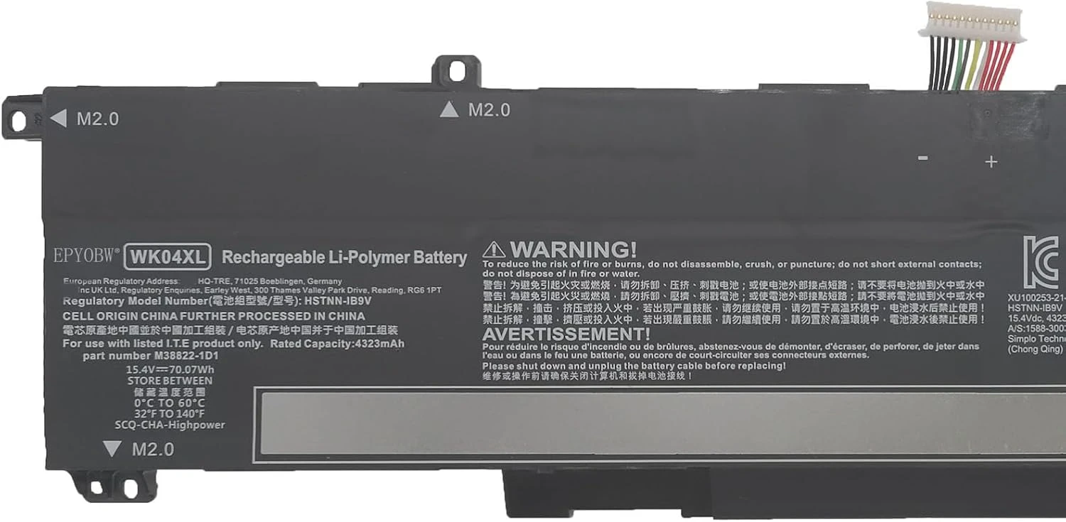 HP Victus 15, Victus 16, OMEN 16, and OMEN 17 gaming WK04XL Battery Replacement – 70.07Wh 15.4V 4-Cell - Image 2